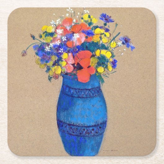 Dessous-de-verre Carré En Papier Vase de fleurs, Redon (Devant)