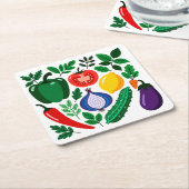 Dessous-de-verre Carré En Papier Vegetable pattern (Incliné)