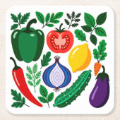 Dessous-de-verre Carré En Papier Vegetable pattern (Devant)