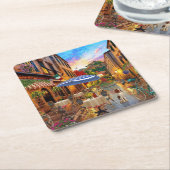 Dessous-de-verre Carré En Papier Vélo à travers l'Italie (Incliné)