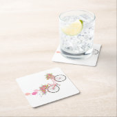 Dessous-de-verre Carré En Papier Vélo Whimsical Rose (En situation)