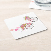 Dessous-de-verre Carré En Papier Vélo Whimsical Rose (Incliné)
