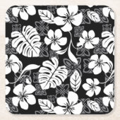 DESSOUS-DE-VERRE CARRÉ EN PAPIER VENDREDI ALOHA (NOIR & GRIS) (Devant)