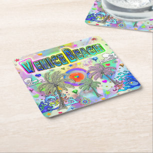 Dessous-de-verre Carré En Papier Venice Beach Deep Dream Dessous de verre