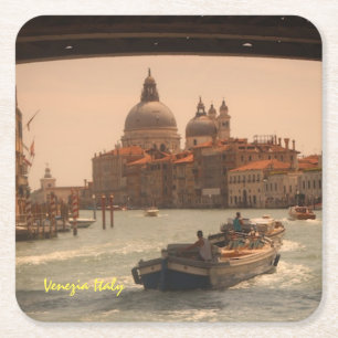 Dessous-de-verre Carré En Papier Venise Italie Grand Canal Vintage