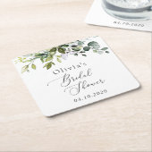 Dessous-de-verre Carré En Papier Verdure, Eucalyptus Feuilles, Boho, Fête des marié (Incliné)