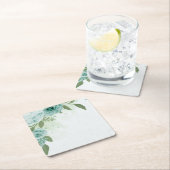 Dessous-de-verre Carré En Papier verdure fleurie bleu romantique (En situation)