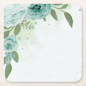 Dessous-de-verre Carré En Papier verdure fleurie bleu romantique (Devant)