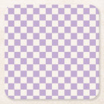 Dessous-de-verre Carré En Papier Vérification du pourpre, Motif de tableau de contr<br><div class="desc">à damiers Motif - damier violet et blanc crème.</div>