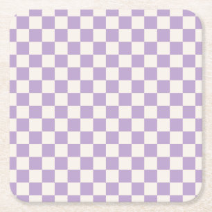 Dessous-de-verre Carré En Papier Vérification du pourpre, Motif de tableau de contr