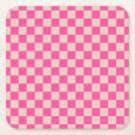 Dessous-de-verre Carré En Papier Vérifier Coral Rose À damiers Motif Checkboard<br><div class="desc">à damiers Motif - Coral rose et saumon damier.</div>
