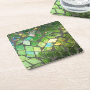 Dessous-de-verre Carré En Papier verre de mosaïque vert