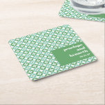 Dessous-de-verre Carré En Papier Vert et bleu Mid Chic Mariage personnalisé<br><div class="desc">Dessous de verre papier Carré personnalisé Mariage géométrique chic vert et bleu moyen</div>