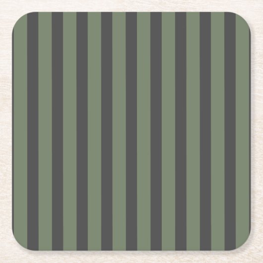 Dessous-de-verre Carré En Papier Vert olive tick rayé moderne (Devant)