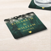 Dessous-de-verre Carré En Papier Vert Rustique Boho Boho Barne Éclairage Mariage (Incliné)