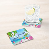 Dessous-de-verre Carré En Papier Veux les plus chauds mignons Oiseaux Plage Noël (En situation)