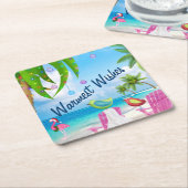 Dessous-de-verre Carré En Papier Veux les plus chauds mignons Oiseaux Plage Noël (Incliné)