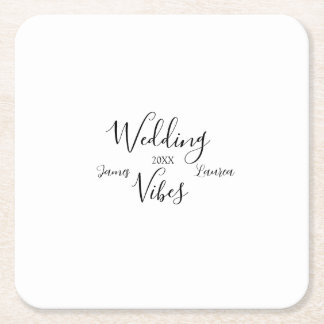 DESSOUS-DE-VERRE CARRÉ EN PAPIER VIBES DE MARIAGE NOM DU COUPLE 20XX BEAU COUPLE MA