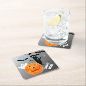 Dessous-de-verre Carré En Papier Vibes éffrayantes dans la police blanche masquée (En situation)