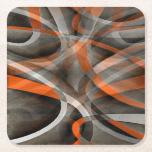 Dessous-de-verre Carré En Papier Vibrations des années quatre-vingts Brûlé Orange e