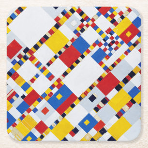 Dessous-de-verre Carré En Papier Victory Boogie Woogie, Mondrian