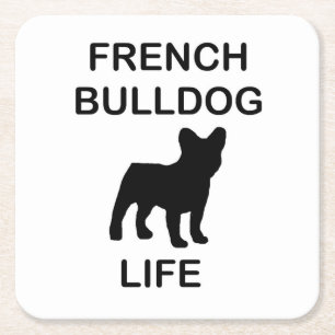Dessous-de-verre Carré En Papier vie de bouledogue français