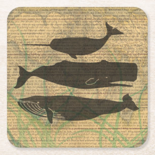 Dessous-de-verre Carré En Papier Vieille Baleine Nautilique Vieille Océan Vie Mari