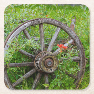 Dessous-de-verre Carré En Papier Vieilles roues dans la ville historique 3 de vieil