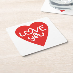 Dessous-de-verre Carré En Papier Vietnamien Valentine ♥ Love Yêu ♥ Asian Wordplay