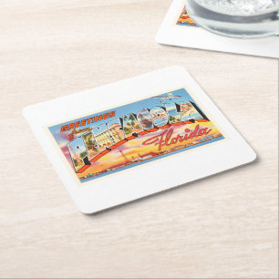 Dessous-de-verre Carré En Papier Vieux souvenir de Vintage voyage de Pensacola la