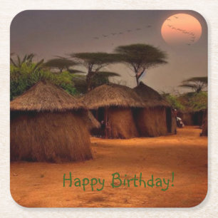Dessous-de-verre Carré En Papier Village africain