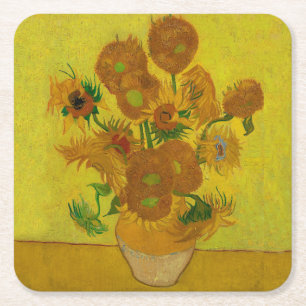 Dessous-de-verre Carré En Papier Vincent Van Gogh 15 Tournesols Peinture