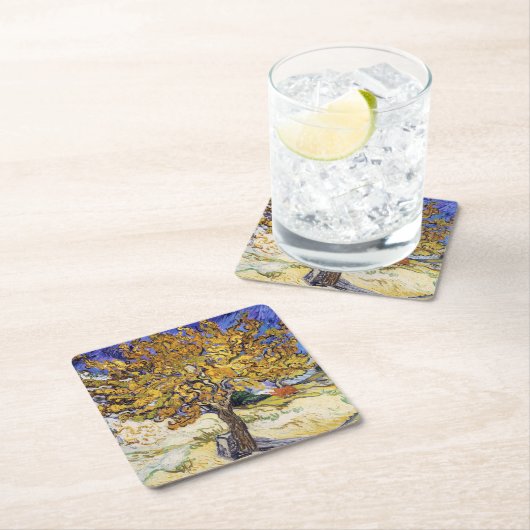 Dessous-de-verre Carré En Papier Vincent van Gogh - Le Mulberry Tree (En situation)