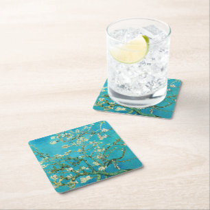 Dessous-de-verre Carré En Papier Vincent Van Gogh peignant Floraison des amandiers