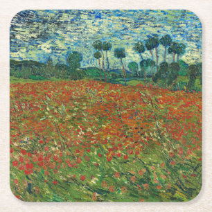 Dessous-de-verre Carré En Papier Vincent Van Gogh Poppy Field Floral Art Vintage