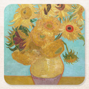 Dessous-de-verre Carré En Papier Vincent Van Gogh - Vase avec douze tournesols