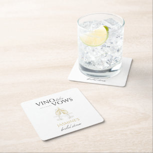 Dessous-de-verre Carré En Papier Vino avant Voeux Blanc Fleurs Mariage Shower