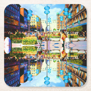 Dessous-de-verre Carré En Papier Vintage Allemagne Porte de la ville de Munich Kari