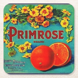 Dessous-de-verre Carré En Papier Vintage entreprise de fruits à oranges étiquette