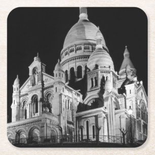 Dessous-de-verre Carré En Papier Vintage France Paris Basilique du Sacré Coeur