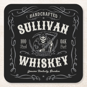 Dessous-de-verre Carré En Papier Vintage Liqueur AJOUTER NOM Old Grim Reaper Whiske