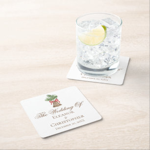 Dessous-de-verre Carré En Papier Vintage Noël Bell Minimaliste Mariage de vacances