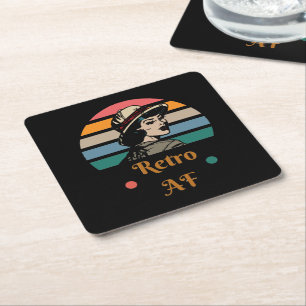Dessous-de-verre Carré En Papier Vintage "Retro AF" Funky Rainbow
