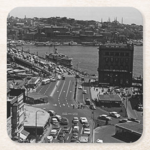 Dessous-de-verre Carré En Papier Vintage Turquie Istanbul Karakoy Galata pont 1970
