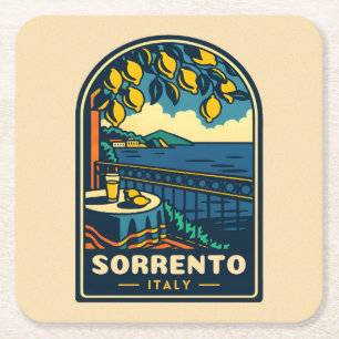 Dessous-de-verre Carré En Papier Vintage voyage Sorrento Italie Côte Rétro Pittores