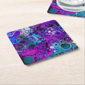 Dessous-de-verre Carré En Papier Violet, bleu moderne Abstrait Fluid Art Cellule de (Incliné)