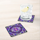 Dessous-de-verre Carré En Papier Violet W3 (En situation)