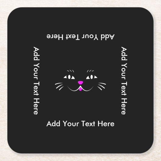 Dessous-de-verre Carré En Papier Visage drôle de chat de Kitty (Devant)