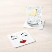 Dessous-de-verre Carré En Papier Visage élégant (En situation)