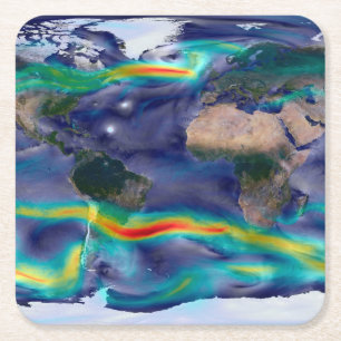 Dessous-de-verre Carré En Papier Visualisation Des Vents Mondiaux.